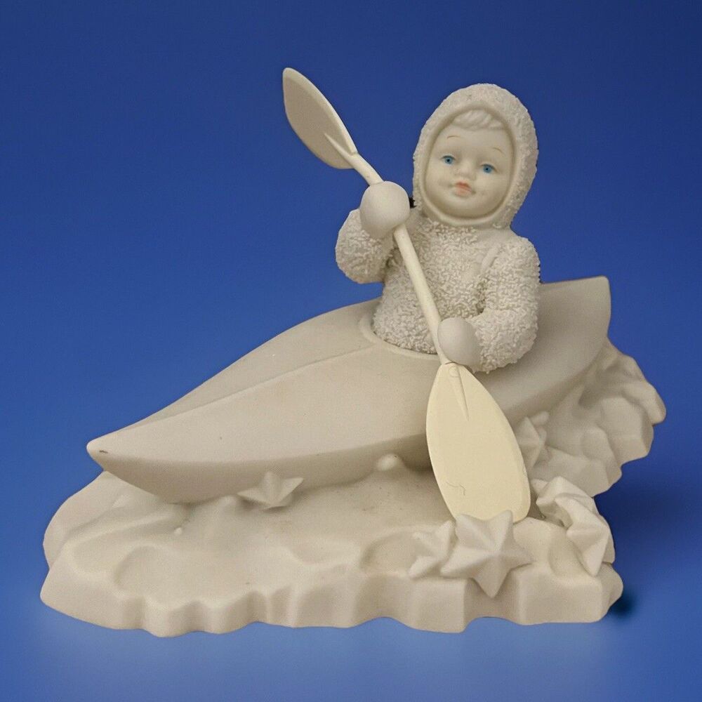 Retired Dept 56 Snowbabies "Crossing Starry Skies" Kayak Canoe #68349 w/box - Picture 3 of 10